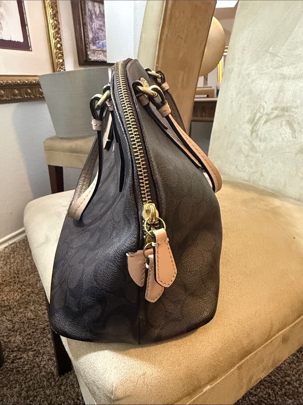 Coach Brown Signature Peyton Dome Satchel - Picture 10 of 16